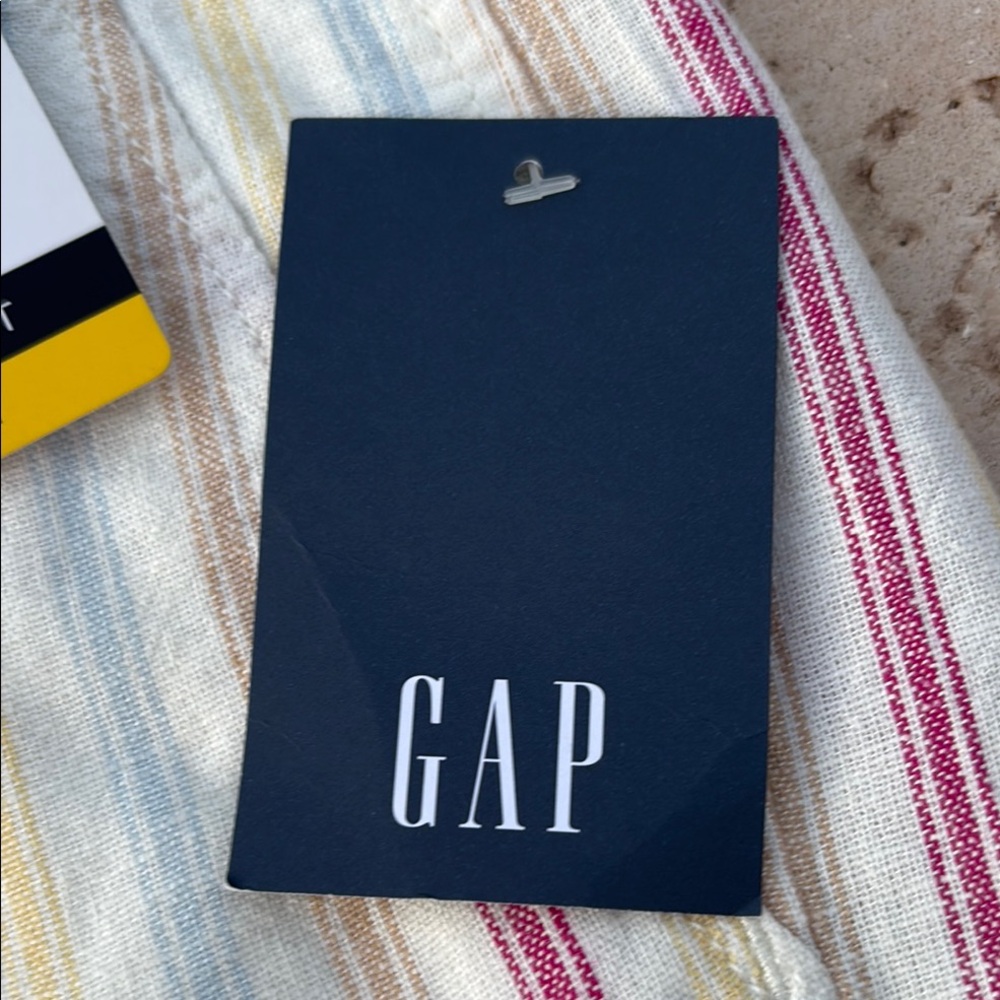 NWT GAP High Waist M Shorts in Linen/Rayon blend Cream w/ Stripes. Summer cool! - Picture 12 of 15
